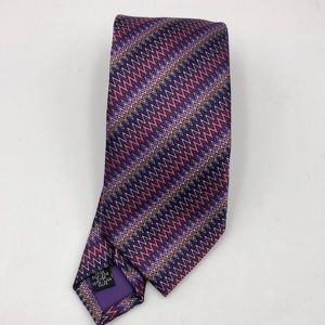 NWOT Via Regina Silk Tie Purple Zigzag Italy